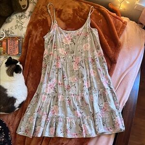 Pink and Green Floral Dress